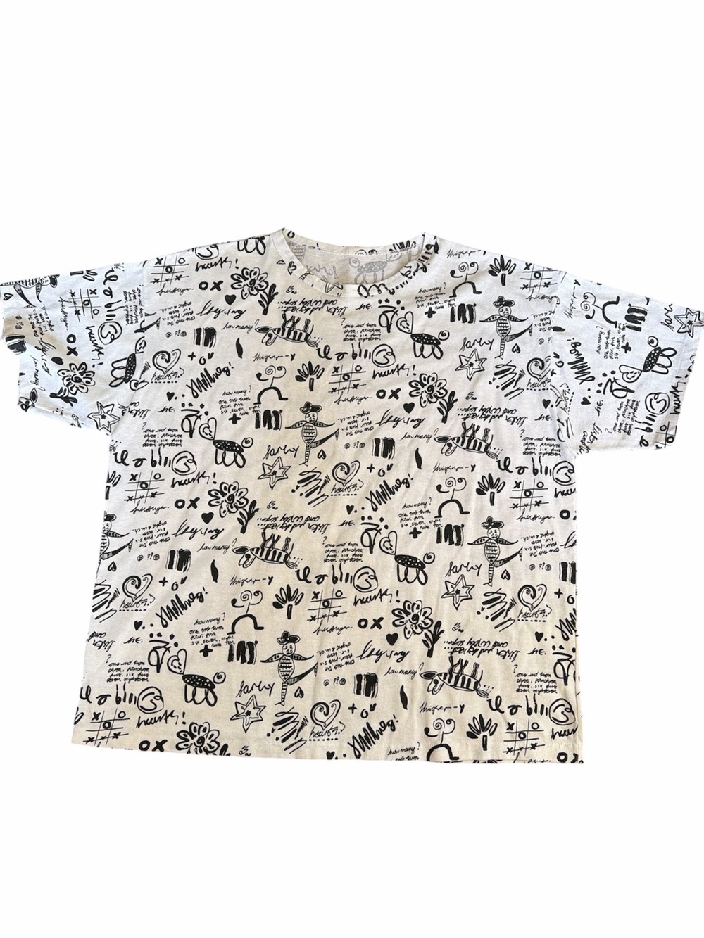 Unisex White Graphic Tee with Black Print XL